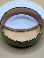 Matisse Renoir Copper Enamel Bangle Bracelet Green / Aqua Mid-Century Modern