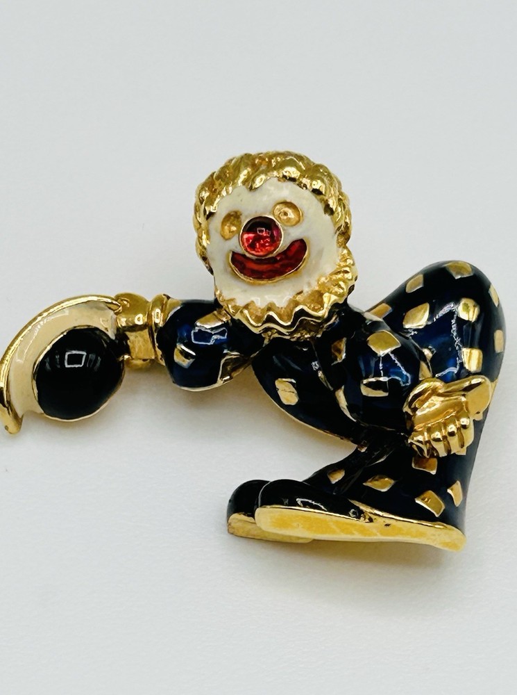 Vintage Jomaz Clown Brooch Pin Signed Whimsical Rare Collectible REPAIR