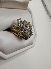 Stunning 1970 Vintage Estate 18k Gold 3.50ct Diamond Cluster Cocktail Ring
