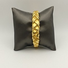 Vintage Erwin Pearl Thick Braided Gold-Tone Cuff Bracelet Statement 90s Runway
