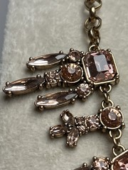 Vintage Peach Rhinestone Statement Necklace 24”