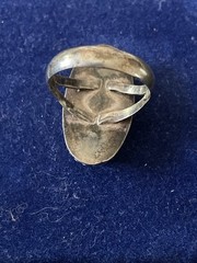 Native American Pawn Silver Montana Agate Ring size 8 1/2, 1 1/8” long, 7.2 g