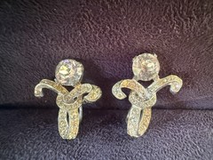 Vintage Sterling Clear Rhinestone Ribbon Earrings with Tension Based Clip On