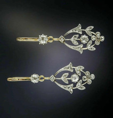Leaf Branch Dangle Drop Earrings 2.4 Ct Simulated Diamond 14K Yellow Gold Over