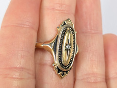 Avon Kensington Gold tone Rhinestone Ring Victorian Revival Size 6 Vtg 1976