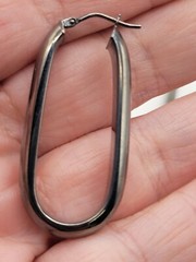 Bronze Milor Italy Gun Metal Grey Elongated Hoop Pierced Earrings