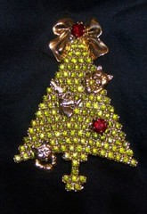 ANTHONY ATTRUIA Christmas Tree Pin Brooch-Cat Reindeer-Signed-Estate Jewelry