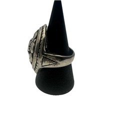 Vintage 925 Sterling Silver Domed Concho Style Floral Statement Ring Size 7.5