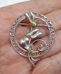 Large Vintage Sterling Silver & Marquise Rhinestone Flower Pin STAR ART 4.2 gm