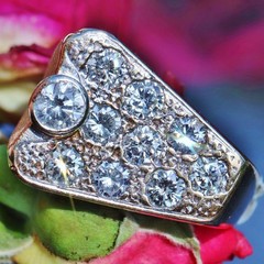 14k yellow gold ring 2.50ct diamond sz 10.5 vintage handmade 10.25gr N3070G