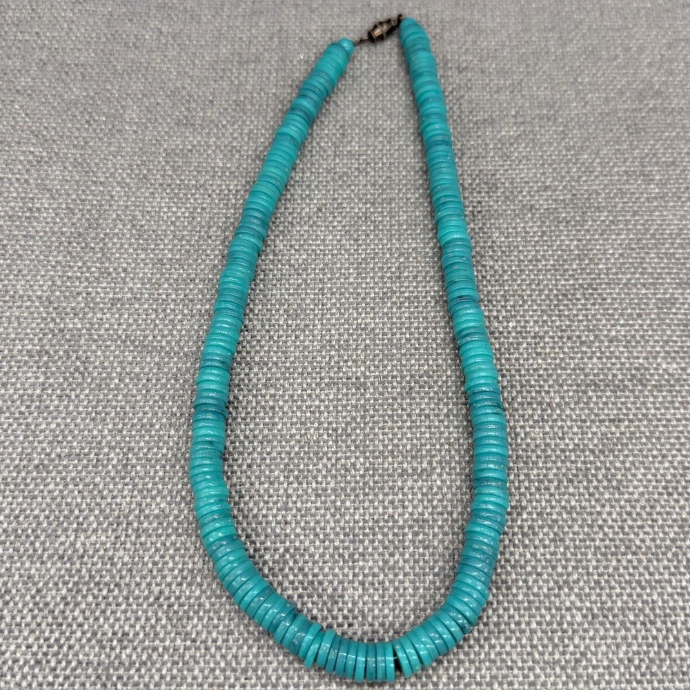 Vintage Necklace Aqua Beads 17 Inches Beach