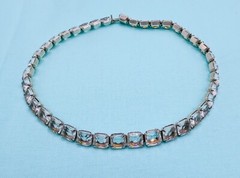 Antique Art Deco Rivere Choker Necklace Sterling Silver Signed H&H Womens