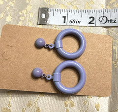 Retro Vintage Purple Drop Dangle Circle Hoop Stud Earrings 1.5 Inch