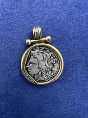 Vintage Style Coin Pendant Gold Tone Roman Goddess Medallion Necklace Charm