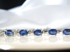 D’Joy Sterling Silver 925 Natural Blue Kyanite Tennis Line Bracelet Fits 8″