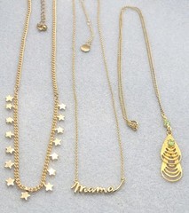 Set Of 3 Gold Tone Necklace Chain Charm Pedant.