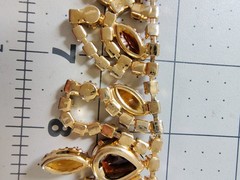 Juliana DeLizza Elster Topaz Amber Rhinestone Bib Necklace Statement Choker Rare
