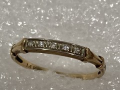 Vintage Antique 14k Solid Yellow Gold Accent Diamond Art Deco Band Ring SIZE 6