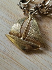 Vtg Bracelet 1/20th 12KTGF Automade & JMS 12KGF Water Skis Charm Sailboat 6¼”