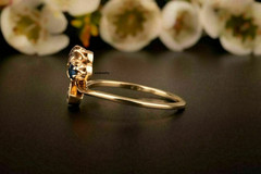 2Ct Lab Created Antique Victorian Trefoil Old Sapphire Ring 14K Yellow Gold Over