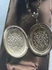 Yesterdays Treasures 2.2″ Oval Locket 28″ Necklace Rose Flower Mother’s Day Gift