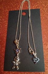 Cookie Lee Shooting Blue Star Teddy Bear Girls Silver Necklace