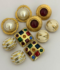 Vintage Jewelry Lot Gold Tone Clip On Earrings