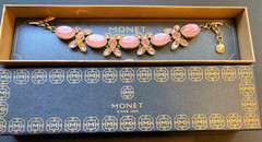 Monet Bracelet With Bold Pink Stones & Pink Crystals (NIB)