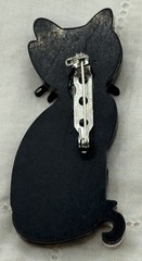 Artsy See Thru Designs Blk Eye Glasses White Collar Cat Brooch/Pin