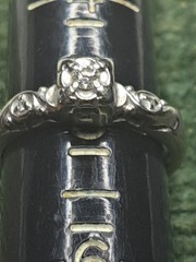 14k White Gold Designer Solitaire Diamond Ring 3 Diamond 2.3Gram Sz 5