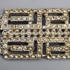 Vtg Apex Pot Metal Brooch Art Deco Bar Pin Rhinestones Large Silver Tone READ