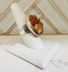 Gorgeous Vintage BARSE 925 Silver Raw Cut Citrine Ring Thailand Bold Brutalist