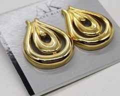 Anne Klein Earrings Pierced Open Teardrop Gold tone Couture Y2K 1.25 in