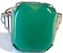 VINTAGE ART DECO CHALCEDONY RING SIZE 4 3/4 VERY ELEGANT VERY NICE SIGNED