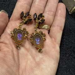 Verified Juliana Earrings – D&E Intaglio Cameo Dangle Earrings, Amber Topaz