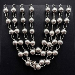Vintage Sterling Silver 925 Long Bead Chain Necklace 145cm 83g Italy Estate