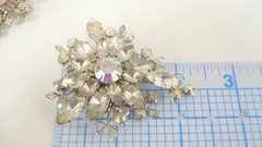 Estate Vintage Judy Lee Brooch, Matching Clip-On Earrings, AB Rhinestones