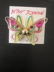 Betsey Johnson Acrylic Butterfly Necklace Earrings and Ring Set-G3