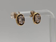 14K Yellow Gold 5×4 mm Oval Cubic Zirconia Stud Earrings 14k Yellow Gold Studs M