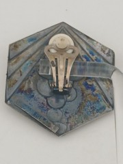 UNIQUE Gunmetal Clear Crystals MODERNIST pointed hexagon Clip-on Earrings