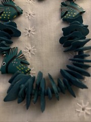 Vintage Retro angel Fish, Necklace 24” & matching Pierced Earrings