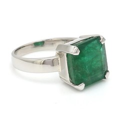 3.80Ct Natural Emerald Art Deco Antique Vintage Wedding Ring 925 Sterling Silver