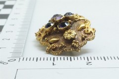 ANTIQUE ENGLISH 15K GOLD AMETHYST HAIR LOCKET PIN BROOCH c1830