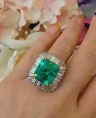 Vintage Art Deco Style 4.15Ct Lab Created Emerald Diamond 14K White Gold FN Ring