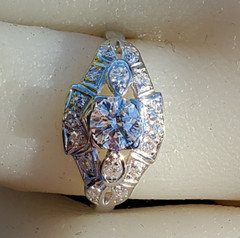 ORIGINAL EARTH MINED DIAMOND Deco Engagement Ring Antique Platinum Solitaire S 6