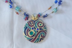 Vintage necklace Kenneth Cole set, KC zebra, Laura Ashley pendant & multi color