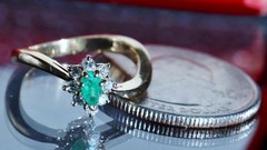 14k yellow gold 0.27ct natural diamond sz 4.5 ring emerald vintage treated 2.99g
