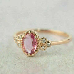 2Ct Oval Lab-Create Pink Tourmaline Solitaire Engagement Ring 14K Rose Gold Over