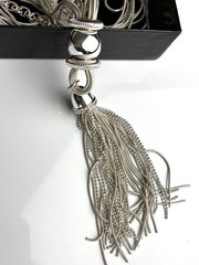 Joan Rivers M Silver Tone Multi Strand Snake Chain Tassel W/box