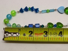 Vintage Necklace Blue Green Beaded Crystal Art Glass D5382